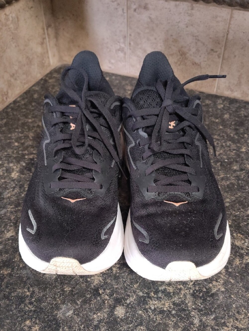 Hoka Clifton 10 Women's Black Sneakers with Rose Gold Accents - Picture 2 of 5